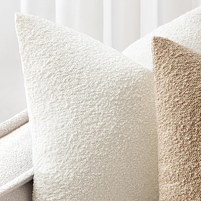Woaboy Pack of 2 24x24 Inch Decorative Boucle Throw Pillow Covers Textured - Image 6