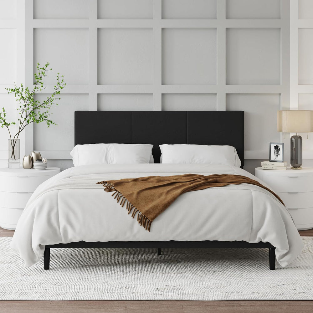 IOILORI Queen Size Bed Frame with Upholstered Headboard, Sturdy Wood Slats, N...