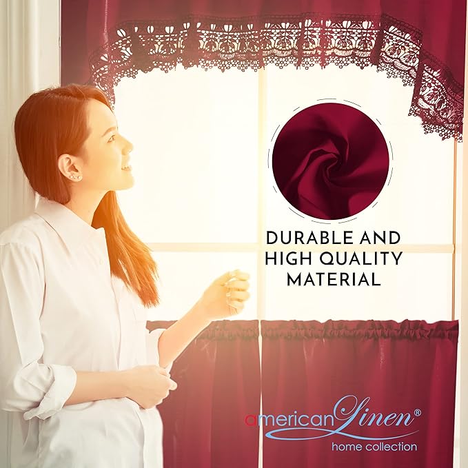 American Linen Café Curtains for Kitchen, Bathroom Curtains - Image 3