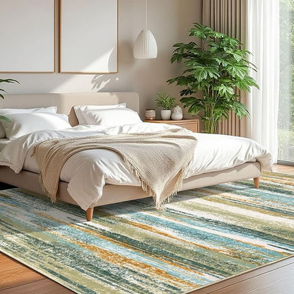Modern Abstract 8x10 Large Machine Washable Living Room Rug Non-Slip Soft - Image 2