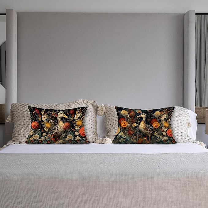 Rustic Duck Floral Pillow Covers 12x20 Set of 2, Gifts - Image 4