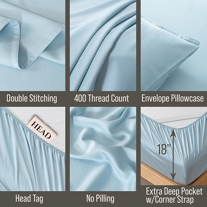Bella Coterie 6 Piece Luxury Bamboo Viscose Split Top King Size Sheet Set | 34" - Image 4