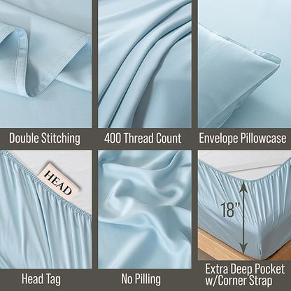 Bella Coterie 7 Piece Luxury Bamboo Viscose Split King Size Sheet Set | 2 - Image 4