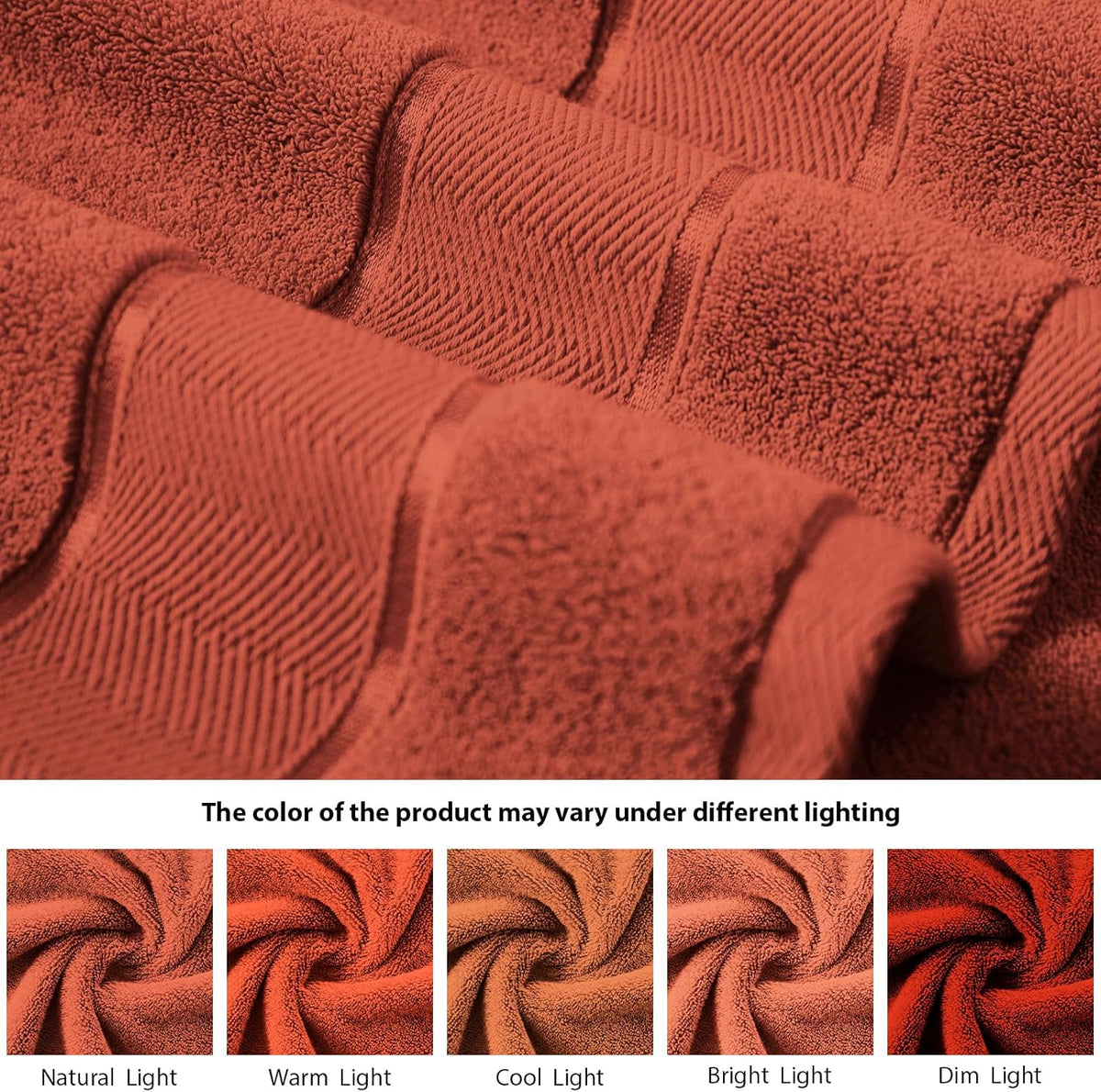 marvione bath towels set 6 piece, 100% turkish, side view