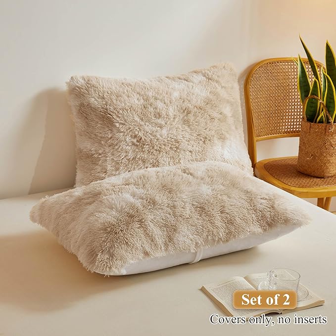 XeGe Tie Dye Faux Fur Fluffy Throw Pillow Cases, Plush Shaggy Soft Furry - Image 2