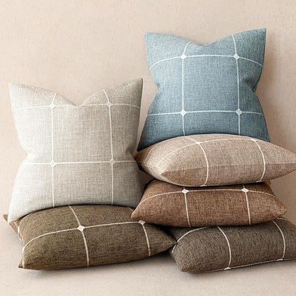Foindtower Pack of 2 Decorative Faux Linen Jacquard Check Throw Pillow Covers - Image 6