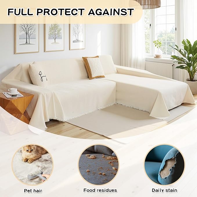 MYSKY HOME Couch Cover for Sectional Sofa, 2 Pieces Chenille Couch Covers for L - Image 3