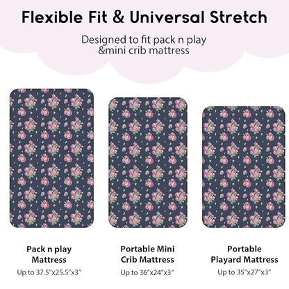 Yoofoss Pack and Play Sheets Fitted, Mini Crib Sheets 2-Pack - Image 3