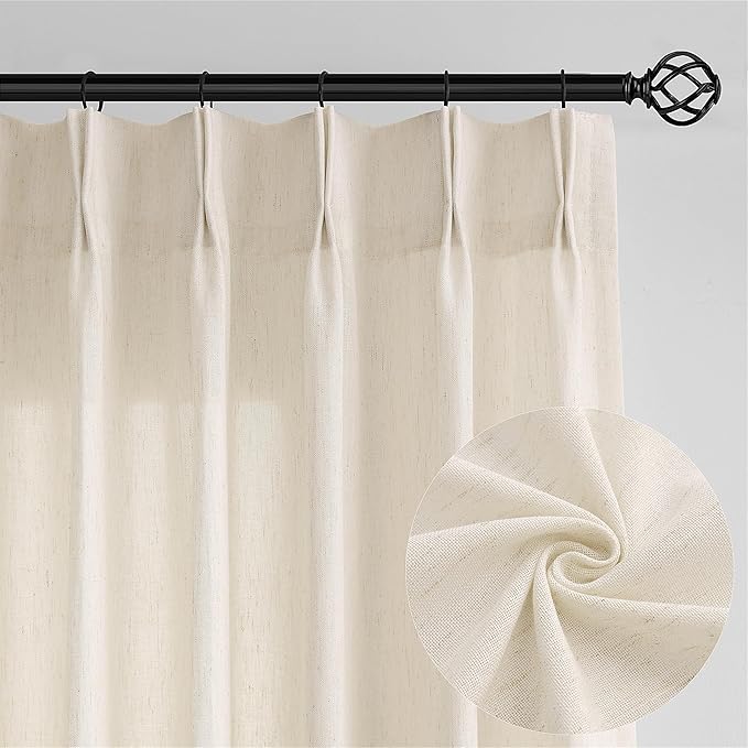Extra Wide Pleated 96 Inch Long Linen Curtains 100 Inches Wide - Image 8