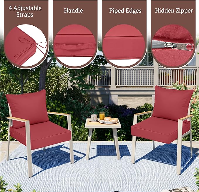 Waterproof Outdoor Chair Cushion Set of 4, Outdoor Cushions - Image 3