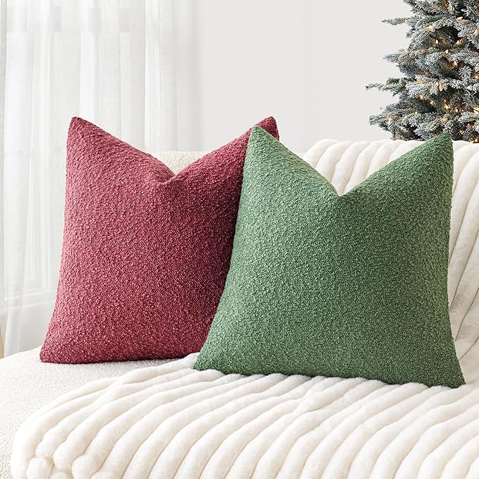 Foindtower Pack of 2 Textured Boucle Throw Pillow Covers Accent Solid Pillow - Image 6