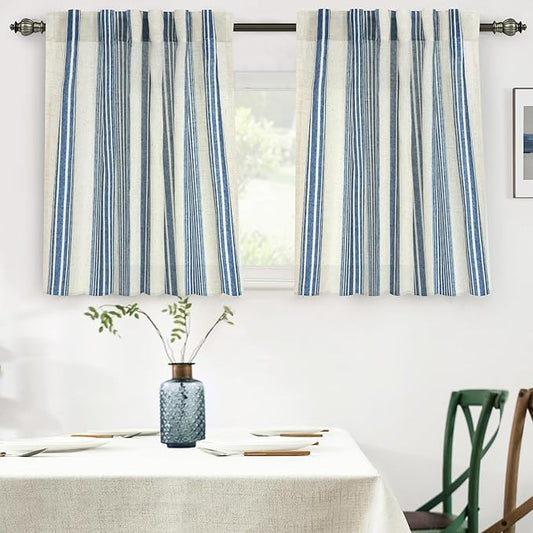 DriftAway Farmhouse Vertical Striped Linen Blend Textured Light Filtering Semi by DriftAway