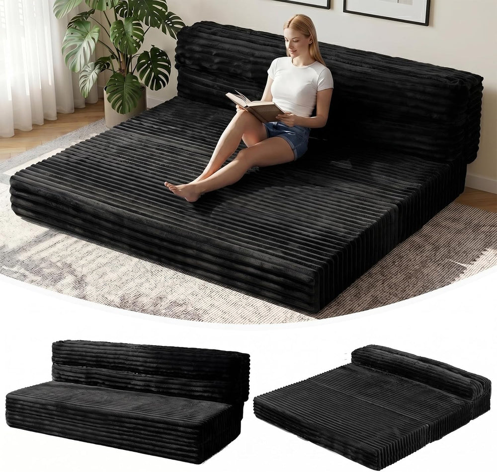 Erament Tri-Fold Futon Sofa Bed, 6 Inch Foldable Floor Couch, High-Density Fo...