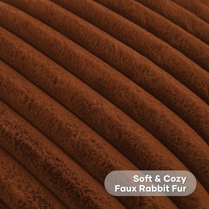 FUTEI Rust Throw Pillow Covers Set of 2, 12x20 Inch Striped Texture Lumbar - Image 2