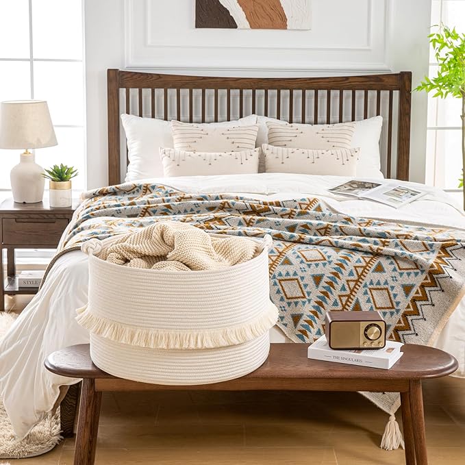 KAKAMAY Large Blanket Basket, Woven Baskets - Image 6