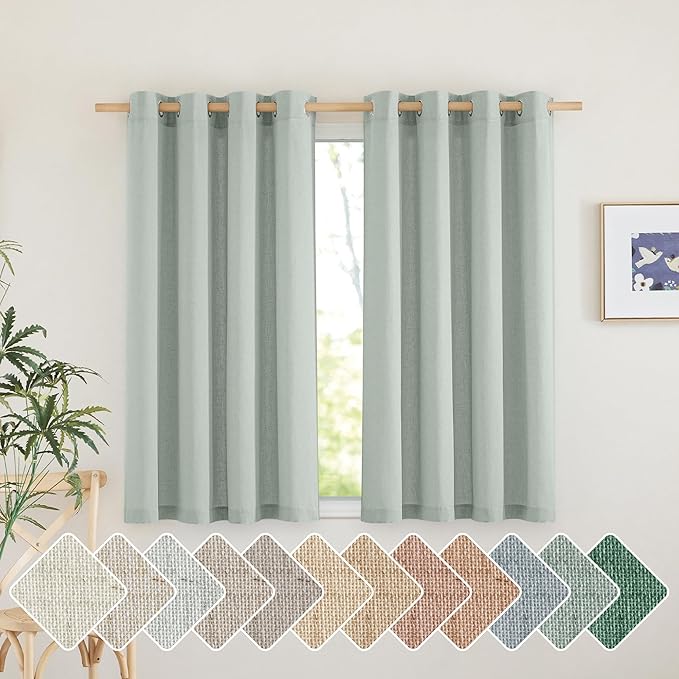 NICETOWN Linen Blend Kitchen Curtains 54 inches Long, Grommet Cafe Curtains & by NICETOWN