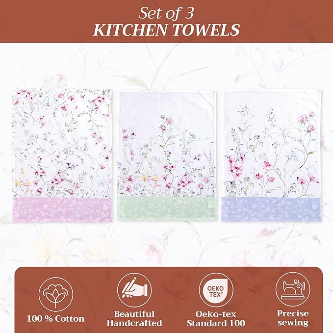 Maison d' Hermine Kitchen Towels Set of 3 100% Cotton 27.50" x 20" Reusable - Image 2