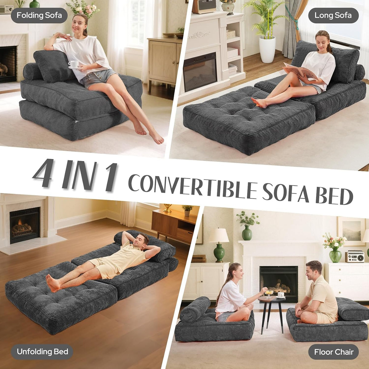 habutway folding sofa bed,convertible sleeper chair bed w/2-pillow on a desk or shelf