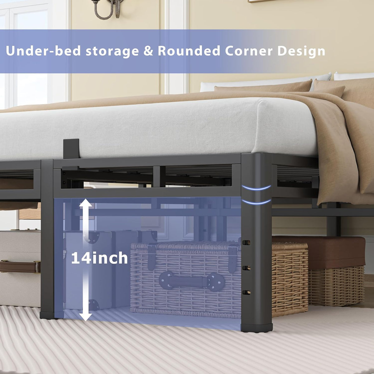nkz king size metal platform bed frame, 18, package contents