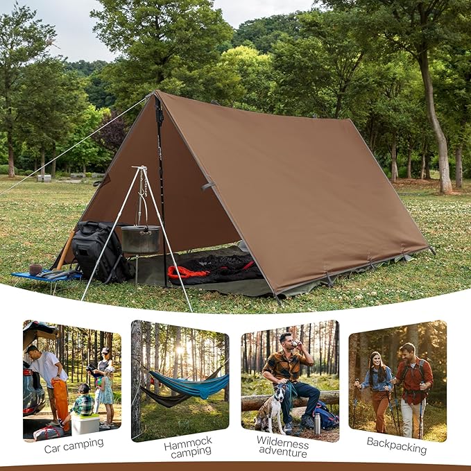 Camping Tarp Tent Portable Multifunctional Bushcraft Backpacking Tear-Resistant - Image 6