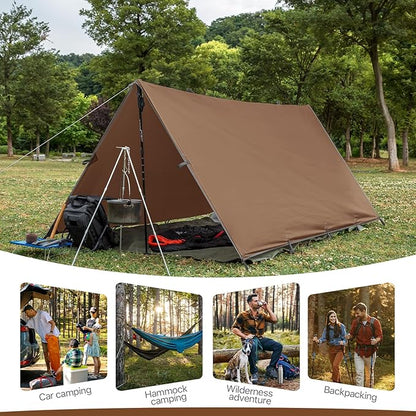 Camping Tarp Tent Portable Multifunctional Bushcraft Backpacking Tear-Resistant - Image 6