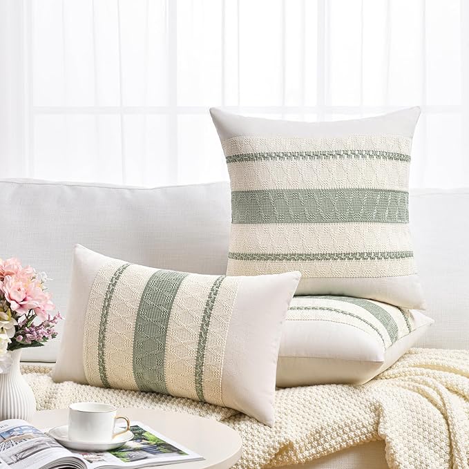 Fancy Homi Set of 2 Sage Green Boho Euro Decorative Throw Pillow Covers 26x26 - Image 6