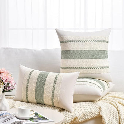 Fancy Homi Set of 2 Sage Green Boho Euro Decorative Throw Pillow Covers 26x26 - Image 6