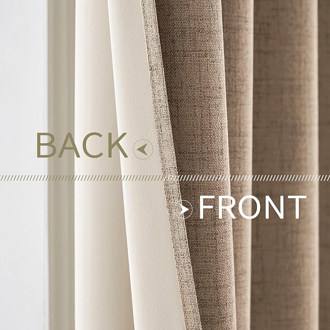 MIULEE 100% Blackout Linen Textured Curtains - Image 6
