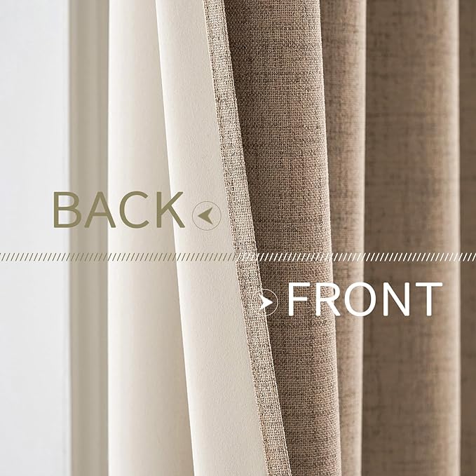 MIULEE 100% Blackout Linen Textured Curtains - Image 6