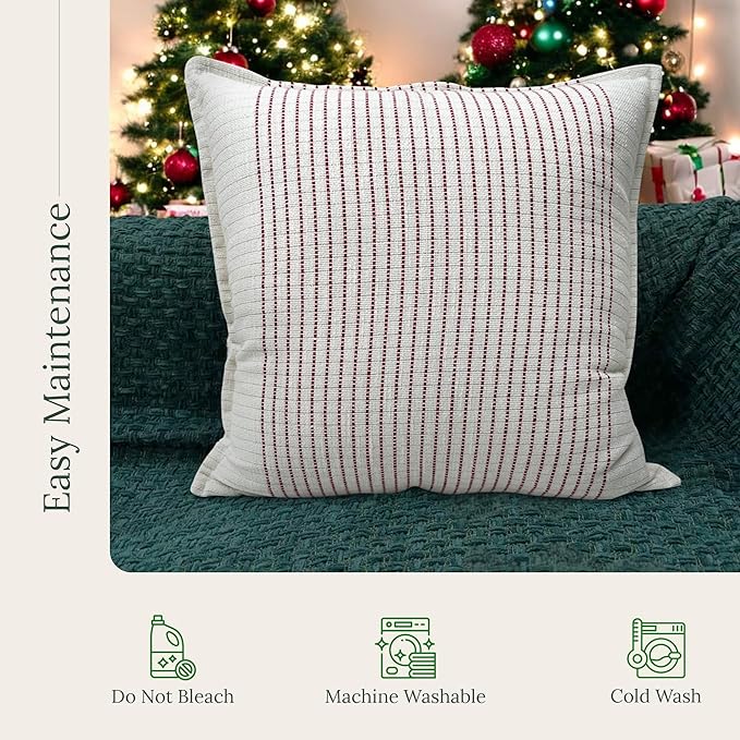 SanVia Fireside Premium Cotton Throw Pillow Covers, 20 x 20 Inches, Luxury - Image 6