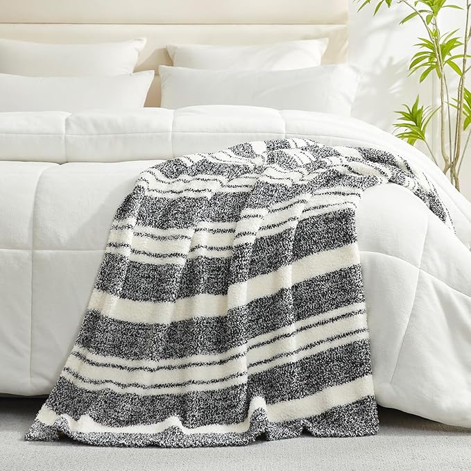 Snuggle Sac Queen Size Bed Blanket Stripe Black, Super Soft Warm Bedding - Image 7