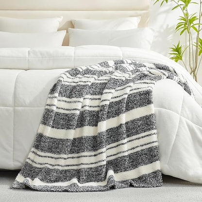 Snuggle Sac Queen Size Bed Blanket Stripe Black, Super Soft Warm Bedding - Image 7