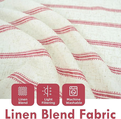 DriftAway Farmhouse Vertical Striped Linen Blend Textured Light Filtering Semi - Image 2