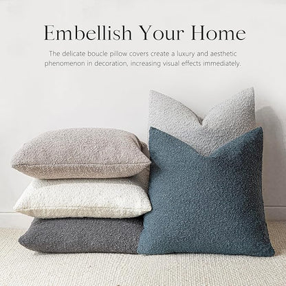 Foindtower Decorative Textured Boucle Throw Pillow Covers Accent Solid Pillow - Image 6