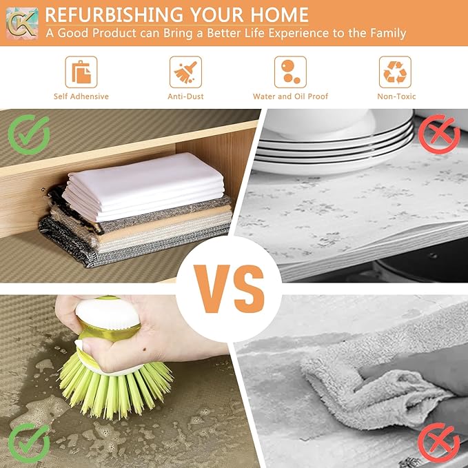 Self-Adhesive Shelf Liner Kitchen Liner, Waterproof Backed Paper Easy Peel and - Image 4