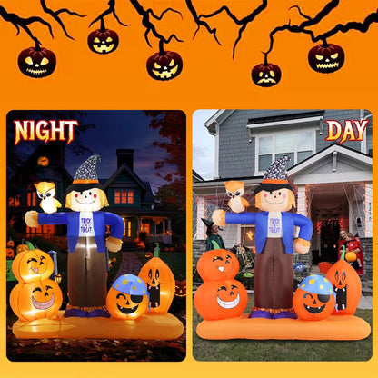 Halloween Inflatable Scarecrow with Pumpkins Owl Outdoor Decor