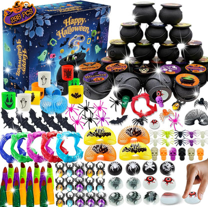 288PCS Halloween Party Favors, 24 Mini Cauldron Sets for Trick or Treat