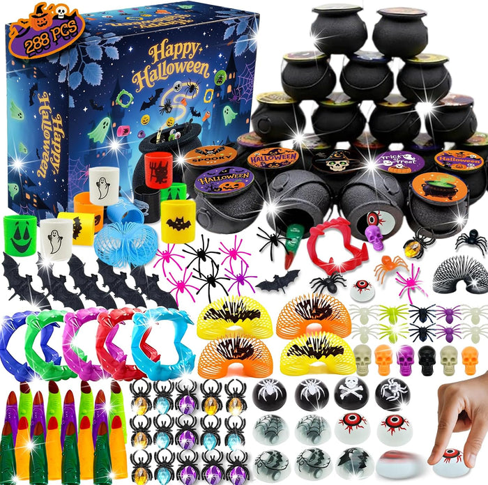 288PCS Halloween Party Favors, 24 Mini Cauldron Sets for Trick or Treat