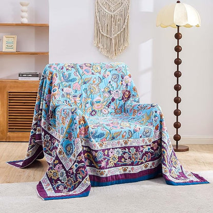Fall Blanket for Bed, 100% Cotton Soft Rustic Boho Throw Blanket Quilt - Image 2