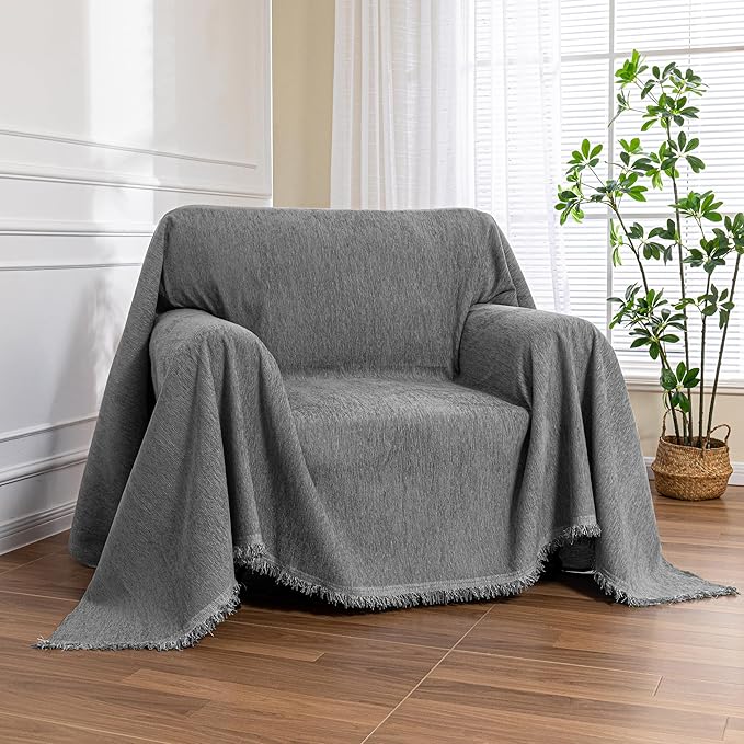 MEETSKY Small Couch Cover Oversized Chair Cover Washable Sofa Cover Grey Couch by MEETSKY