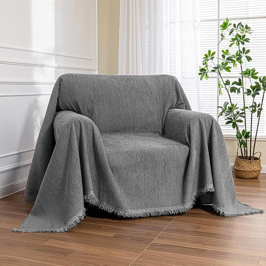 MEETSKY Small Couch Cover Oversized Chair Cover Washable Sofa Cover Grey Couch by MEETSKY