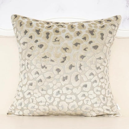 Alerfa Beige Floral Throw Pillow Cover 18 x 18 Inch Cut Velvet Sqaure Luxury by Alerfa
