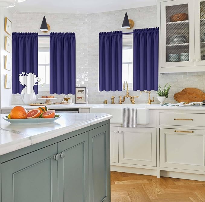 Kitchen Curtains for Windows 2 Panels Set Short Blackout Curtains 36 Inch - Image 2