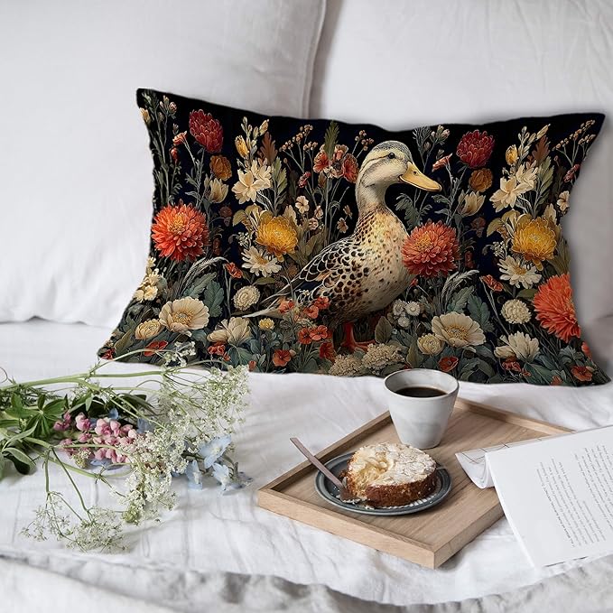 Rustic Duck Floral Pillow Covers 12x20 Set of 2, Gifts - Image 6