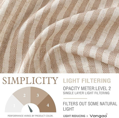 Vangao Stripe Farmhouse Kitchen Curtains 24 Inch Length Linen Cafe Curtains - Image 6