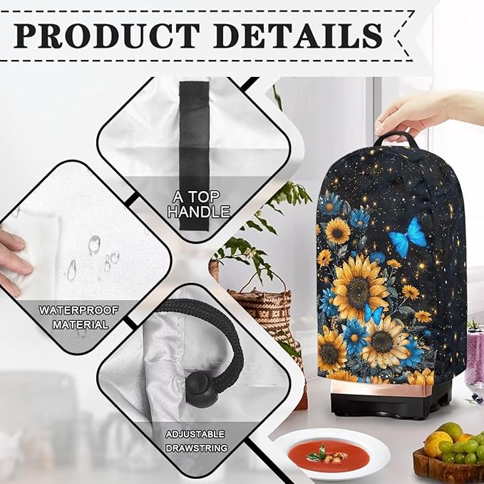 Butterfly Flower Print Blender Dust Cover Stand Mixer or Coffee Maker Appliance - Image 5