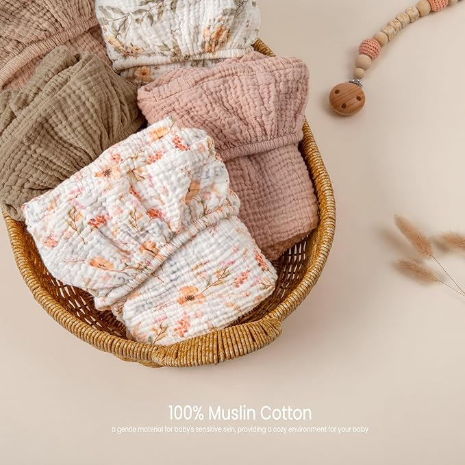 lulumoon Baby Bassinet Sheets Muslin: Cotton Bedside Bassinet Sheets Floral - Image 4