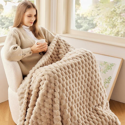 NEWCOSPLAY Super Soft Twin Blanket Brown Premium Silky Flannel Fleece 3D Clouds - Image 2