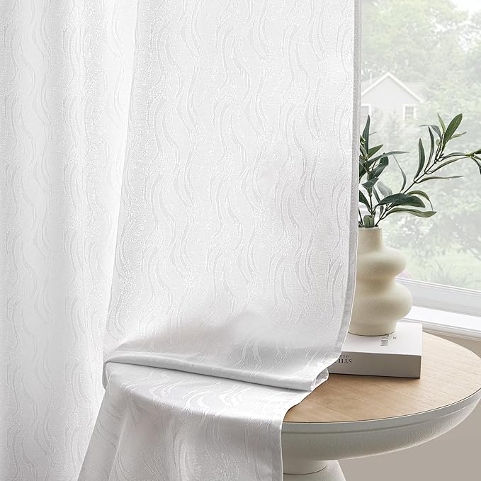 HOMEIDEAS White Semi Sheer Curtains 84 Inches Long, Light Filtering Privacy - Image 9