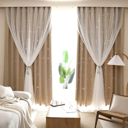 Kinryb Kids Blackout Curtains for Bedroom/Living Room/Classroom, Sheer Overlay - Image 2